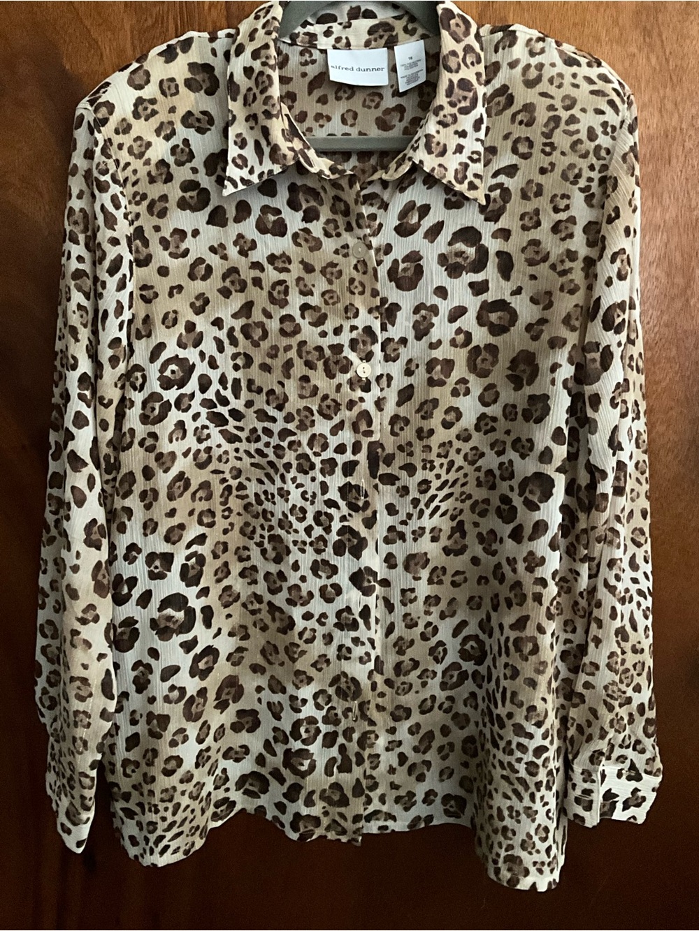Alfred Dunner Beige and Brown Leopard Print Blouse